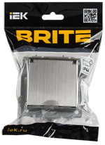 BRITE Розетка 1-местная с заземлением с защитными шторками и крышкой 16А IP44 РСбш10-3-44-БрГН металл хром/никель IEK