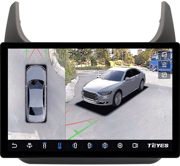 Магнитола для Chevrolet Cobalt 2011+, Ravon R4 (рамка черная матовая) - Teyes CC3-2K-360 монитор 13" 2K QLED на Android 10, Быстрая, CarPlay, 4G SIM-слот, 4 камеры в комплекте