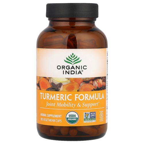 Organic India, Turmeric Formula, куркума, поддержка подвижности и здоровья суставов, 180 растительных капсул