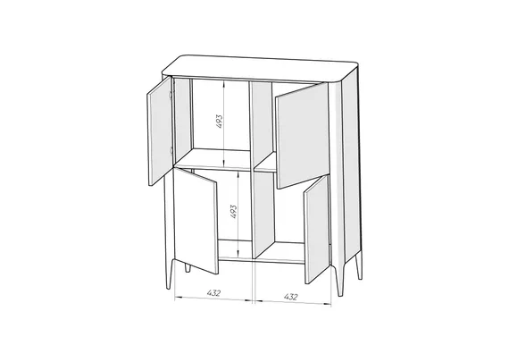 Шкаф Type oak 4 двери (черный)