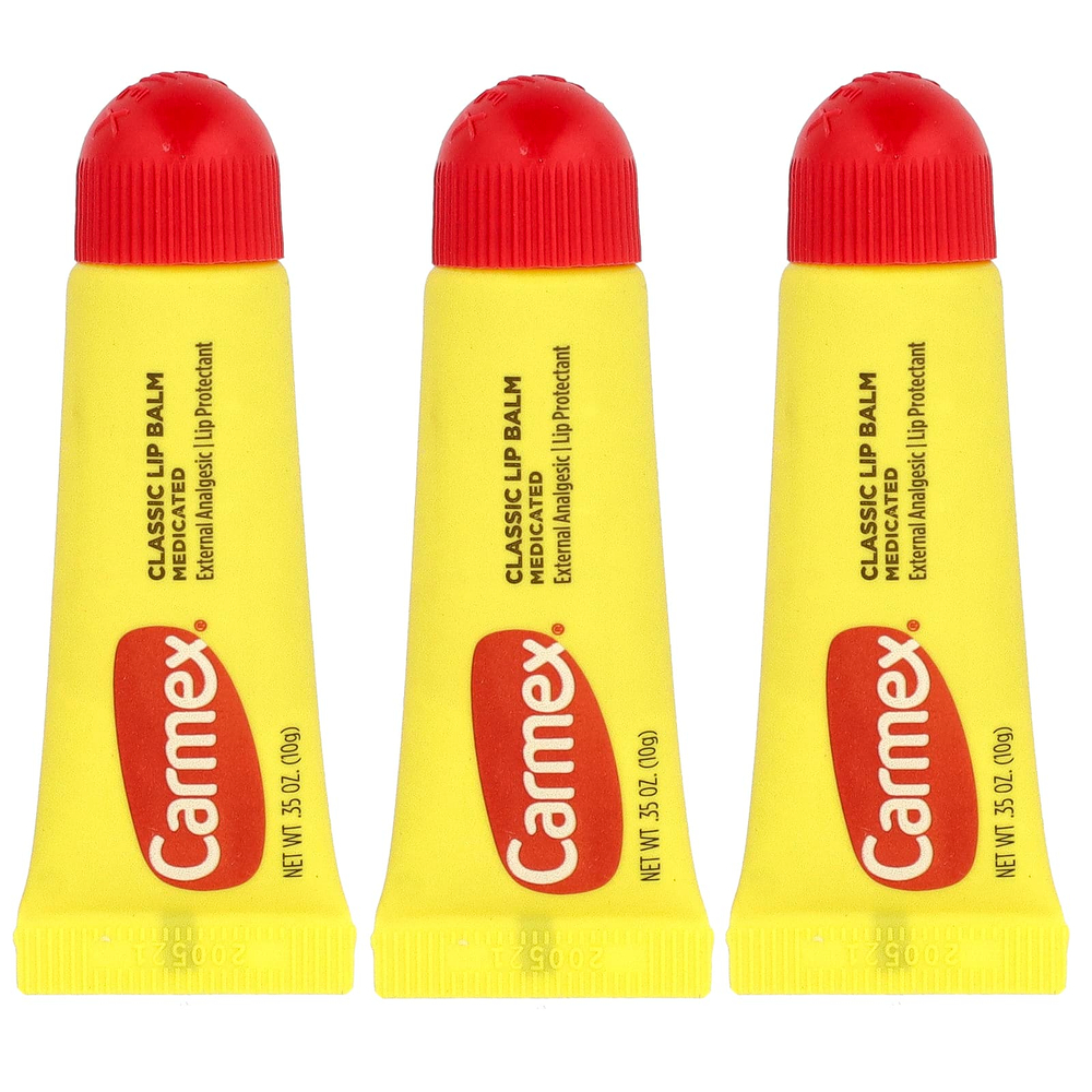 Carmex, классический бальзам для губ, лечебный, 3 тюбика по 10 г (0,35 унции)