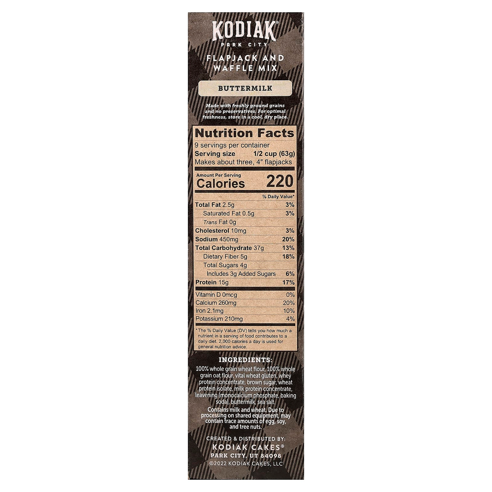 Kodiak Cakes, Power Cakes®, смесь для лепешек и вафель, пахта, 567 г (20 унций)