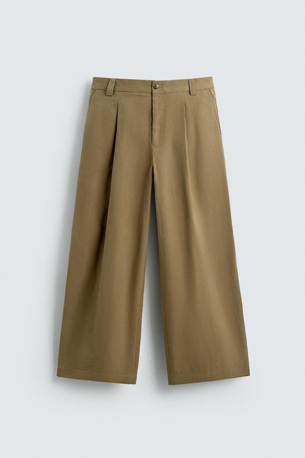 ZARA БРЮКИ BARREL FIT СО СКЛАДКАМИ, БЕЖЕВЫЙ