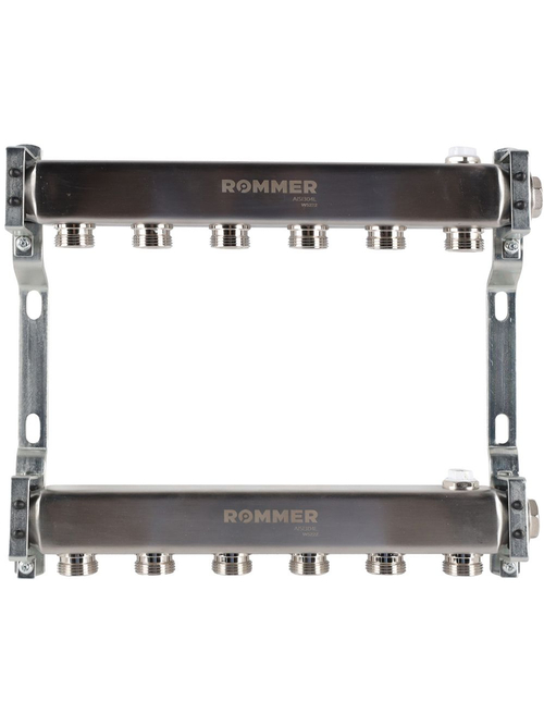 Коллекторная группа ROMMER 6 выходов нержавеющая сталь для радиаторов RMS-4401-000006