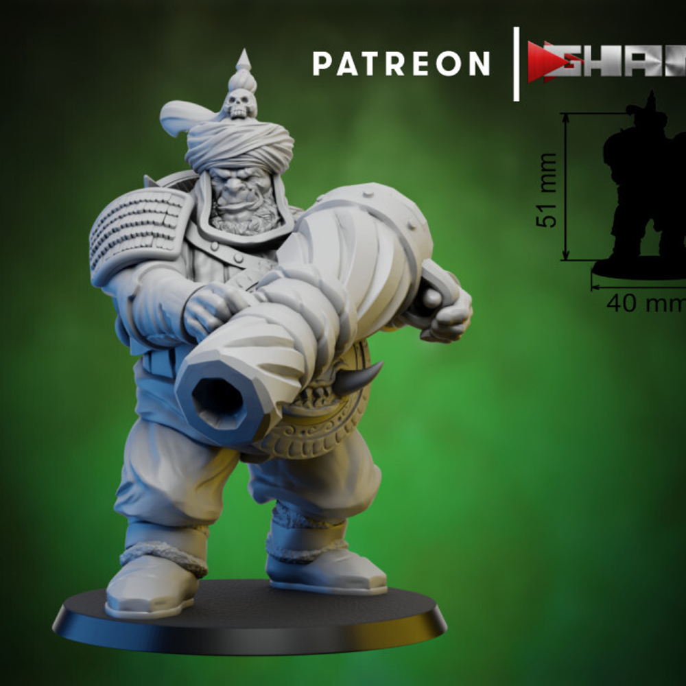 Grand Alliance Destruction Ogor Mawtribes Ogre Kingdoms Leadbelchers Пушкарь огров №4 миниатюра для dnd, днд, pathfinder, фентези, Настольная игра, НРИ, Варгейм, РПГ