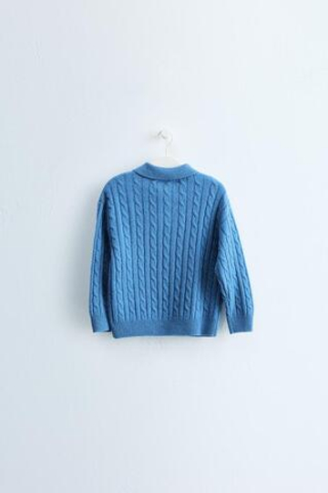 ZARA TIMELESS — СВИТЕР ПОЛО ИЗ 100% ШЕРСТИ, СИНИЙ