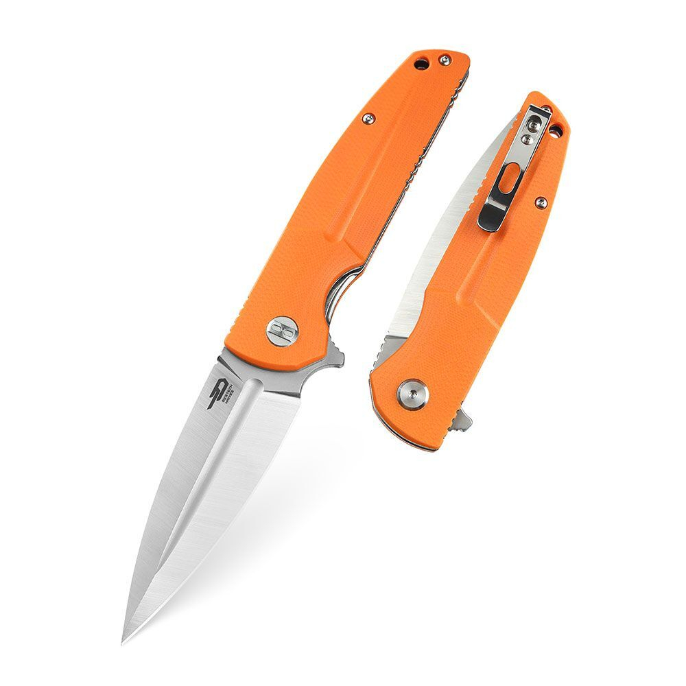 Нож складной Bestech Fin сталь 14C28N, рукоять G10 оранжевая
