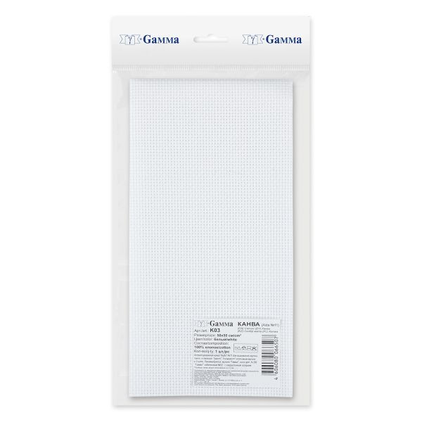 Канва Aida 11 ct, 50х50±2 см, белый, Gamma