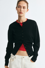 Тонкий трикотажный кардиган — Серый меланж - H&M