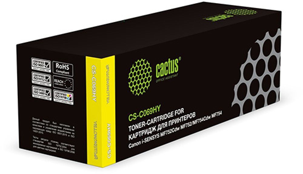 Картридж Cactus CS-C069HY (069H) желтый (5500стр.) для Canon i-Sensys MF752Cdw MF752/MF754Cdw MF754