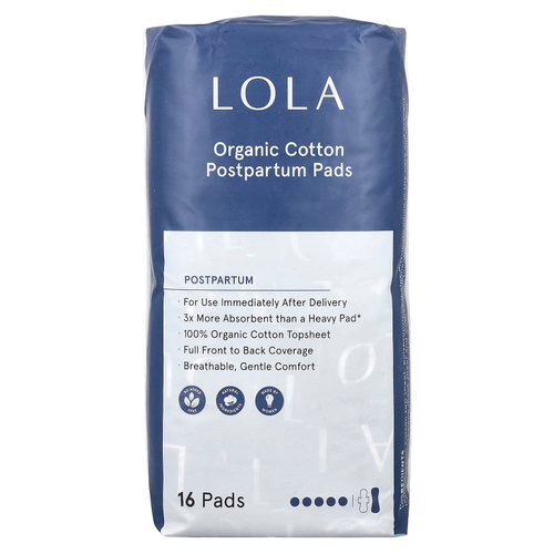 Lola, прокладки из органического хлопка для послеродового периода, 16 шт.