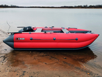 Лодка ПВХ X-River Катрин 360 тримаран, оранжево-серый, фурнитура серая, дно серое,увеличенный транец