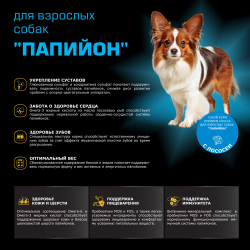 Корм сухой для взрослых собак породы Папийон, с лососем, 2,5 кг, QUATTRO