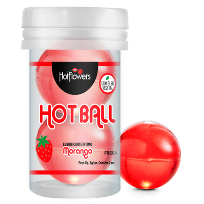 Лубрикант AROMATIC HOT BALL на масляной основе в виде двух шариков (аромат клубники)