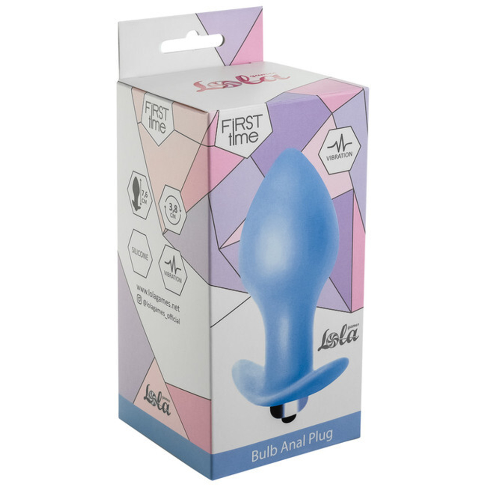Анальная силиконовая пробка с вибрацией Bulb Anal Plug (7 режимов) (Цвет: голубой)