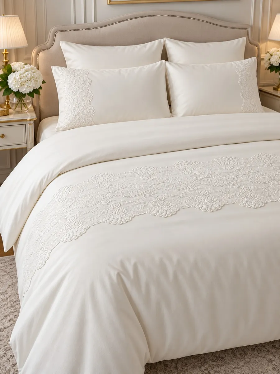 Gelin Home КПБ 6 пр. GULRU кремовый цвет пододеяльник 200*220, простынь 240*260, наволочки 50*70 2шт, декоративные наволочки 50*70 2шт GLNN128 (2)