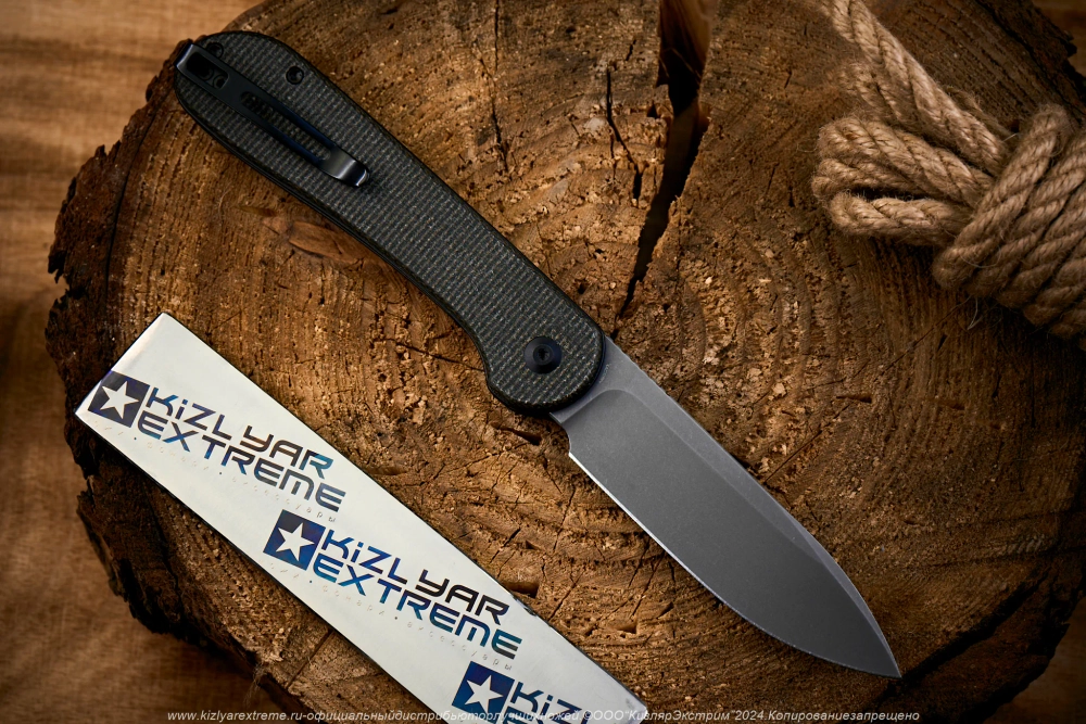 Нож Civivi BL Elementum C2103C сталь 14C28N Gray StoneWash рукоять Dark Green Micarta