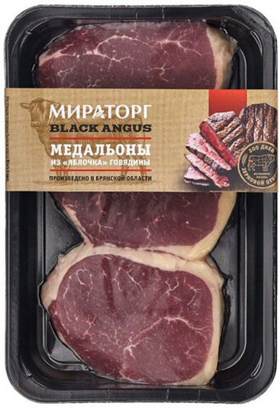 Говядина, стейк Медальоны из яблочка Black Angus DF "Мираторг" 490 гр (Россия)