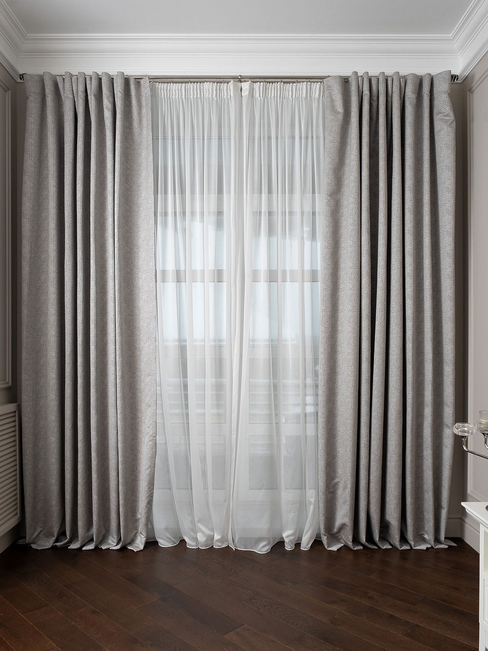 Ткань Портьера 275x260 Garda Decor Gloss серая Серый