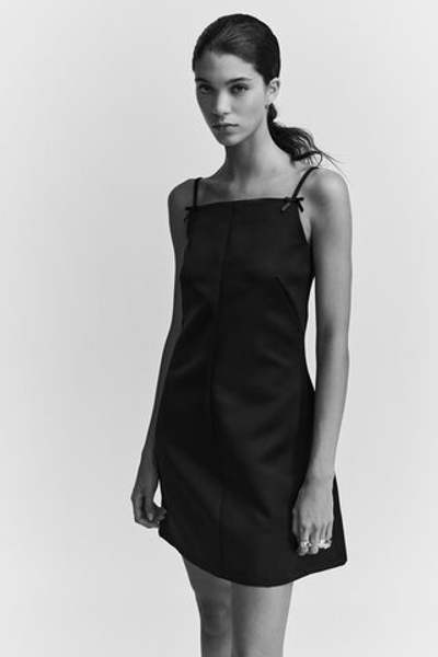 Атласное платье на бретелях — Чёрный - H&M
