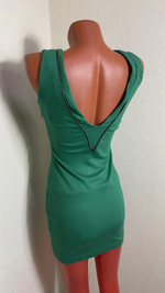 Женское платье Zara, зеленое, трикотажное, с молниями, размер 38 