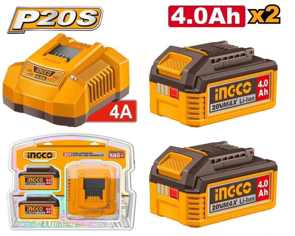 Набор аккумуляторов и зарядное устройство INGCO FBCPK2013 INDUSTRIAL 2x4 Ач Набор аккумуляторов и зарядное устройство INGCO FBCPK2013 INDUSTRIAL 2x4 Ач