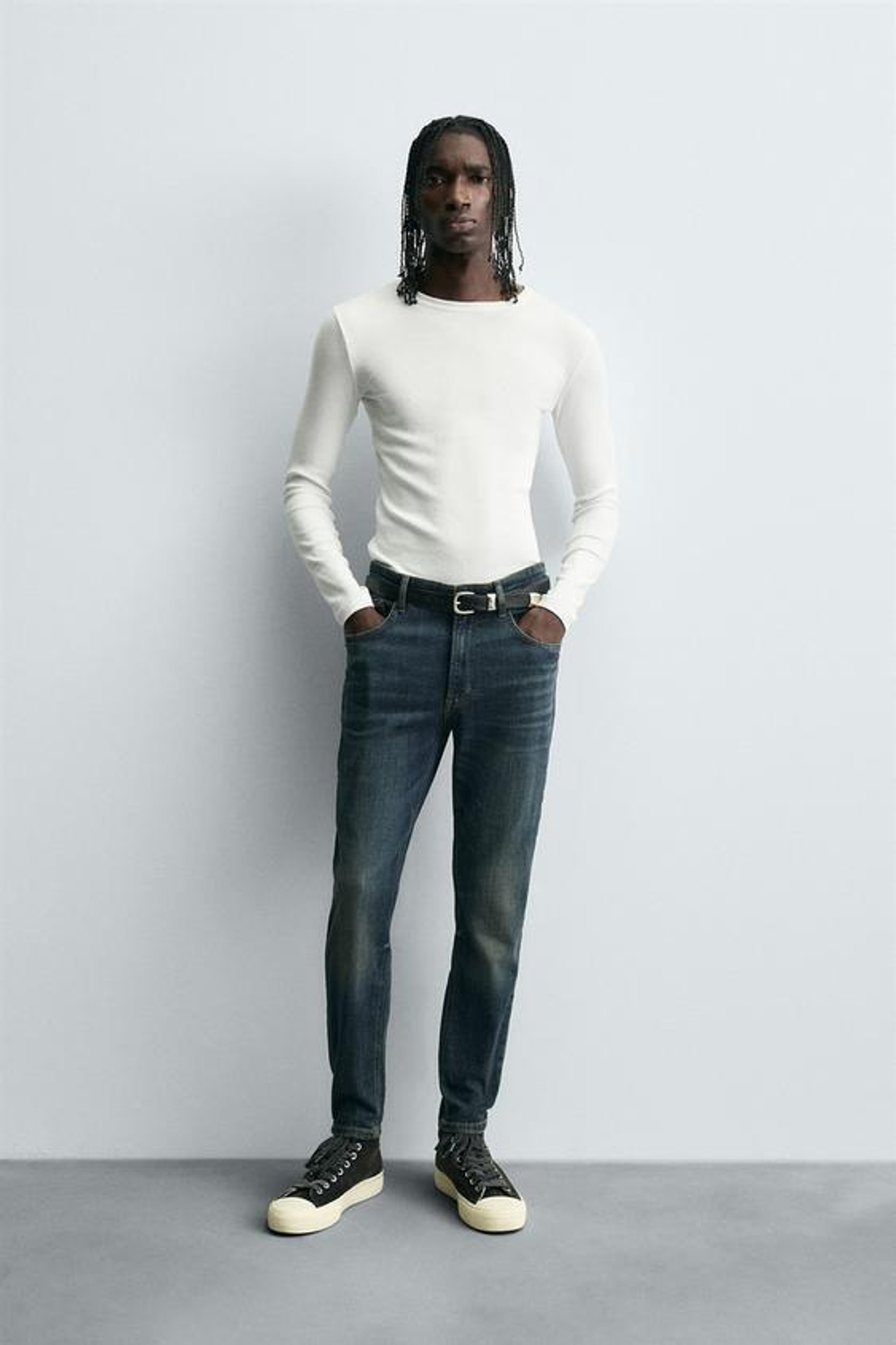 ZARA УКОРОЧЕННЫЕ ДЖИНСЫ SKINNY, СИНИЙ