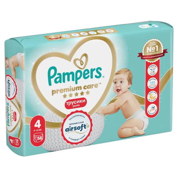 Трусики Pampers Premium Care 4 (9-15 кг) 58 шт.
