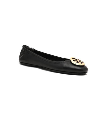 Кожаные балетки minnie travel TORY BURCH - черный(50393)