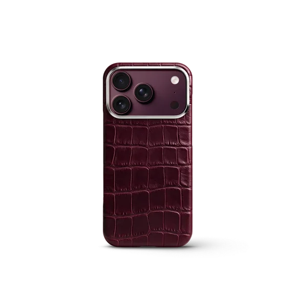 Чехол для iPhone 18 - Натуральная кожа аллигатора - Burgundy