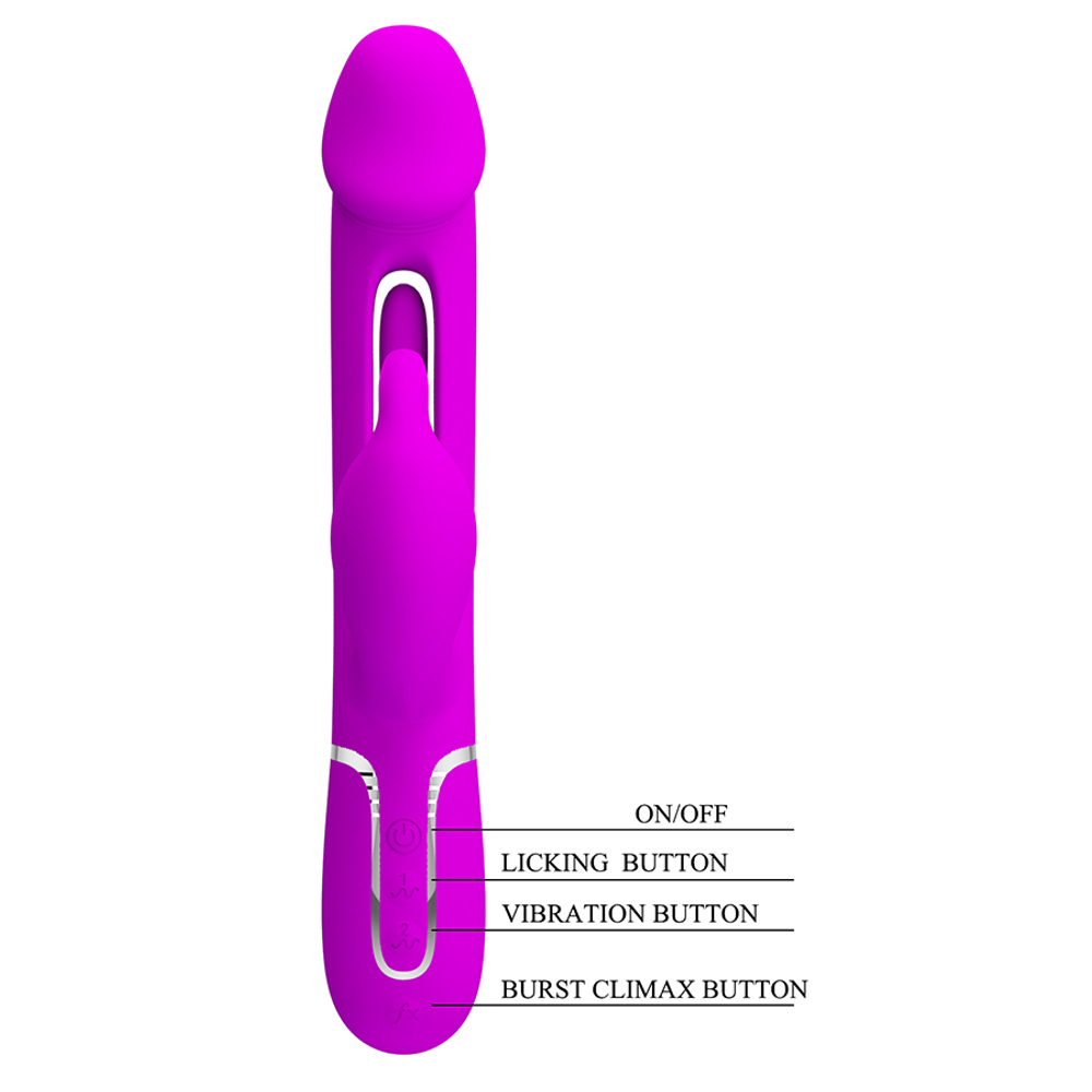 Лиловый вибратор-кролик 23,2см с фингерингом Pretty Love Twinkled Tenderness Kampas Flicking Vibrator Rabbit BW-500025