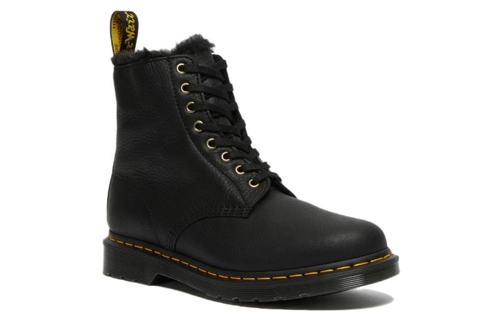 Dr. Martens 1460 Pascal Fur Lined Ankle High Top Retro Combat Boots Unisex Black