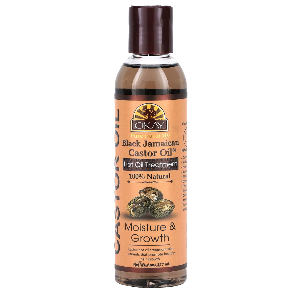 Okay Pure Naturals, Черное ямайское касторовое масло, средство для горячего масла, 177 мл (6 унций)