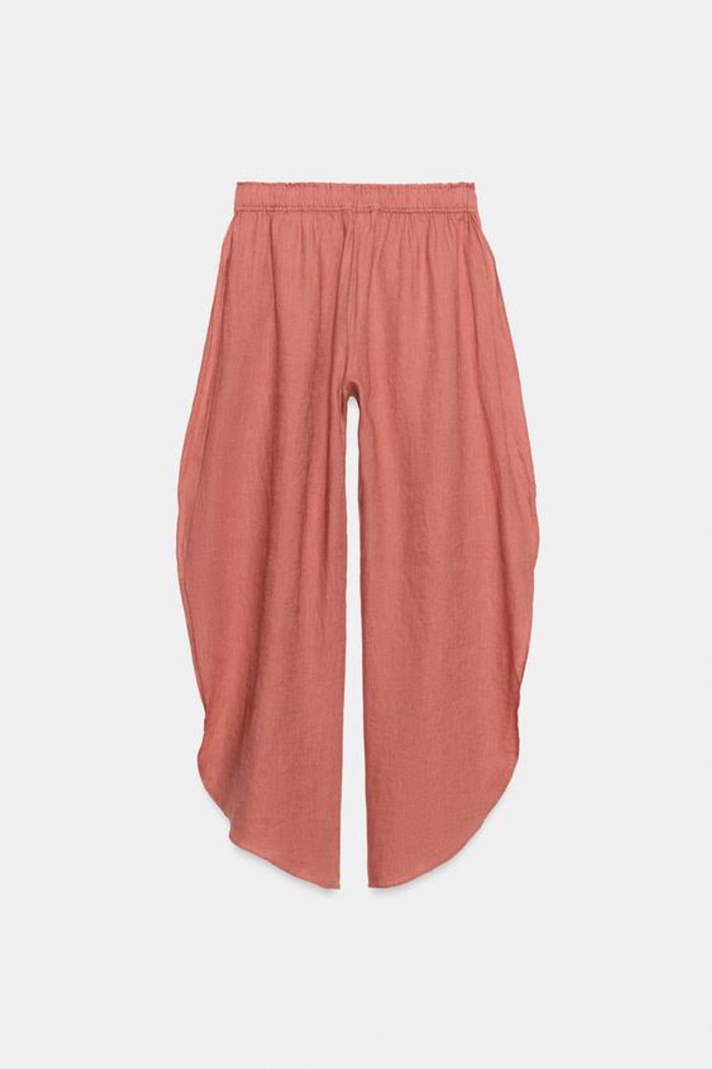 ZARA БРЮКИ ИЗ ЛЬНА С РАЗРЕЗАМИ — ZW COLLECTION, КОРАЛЛОВЫЙ
