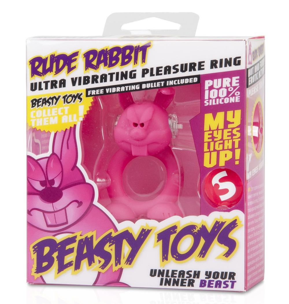 Розовое виброкольцо на пенис Rude Rabbit