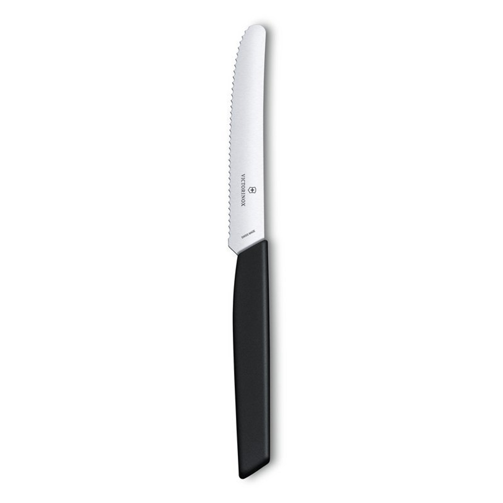 Нож Victorinox столовый, 11 см волнистое, чёрный
