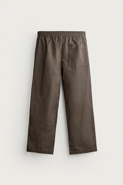 ZARA БРЮКИ BARREL FIT ИЗ ХЛОПКА, КОРИЧНЕВЫЙ