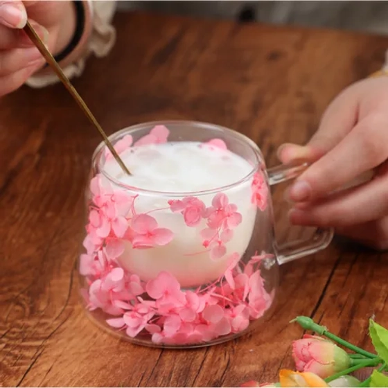 Чашка 200 мл кофейная Petals лепестки между стенками d 10/8,1 см h7,5 см термостекло Barbossa [1]