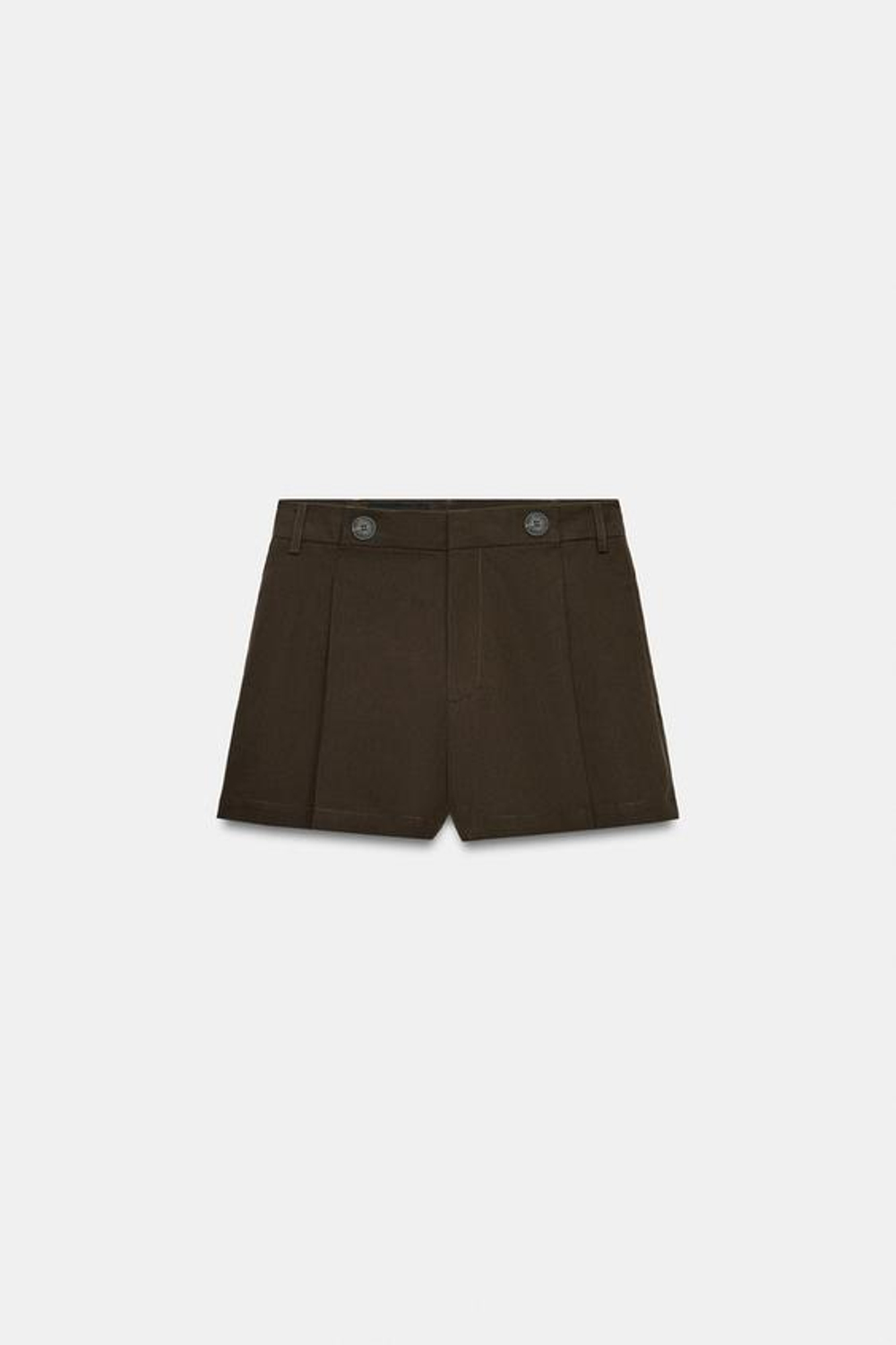 ZARA ШОРТЫ СО СКЛАДКАМИ И ПУГОВИЦАМИ, КОРИЧНЕВЫЙ