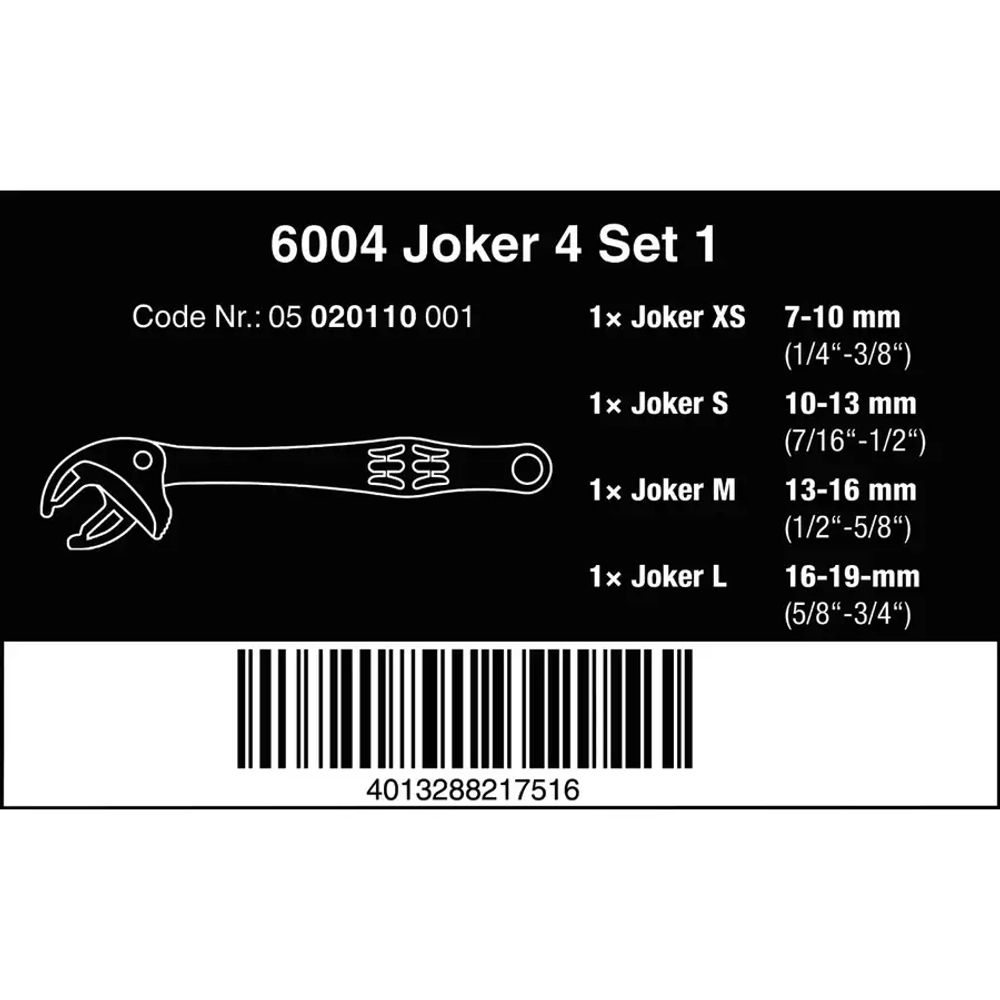 Набор рожковых ключей с самонастройкой 6004 Joker 4 Set 1 WERA 05020110001