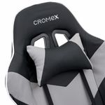 Кресло компьютерное CROMEX (КРОМЕКС) "Wave GM-145", вибромассаж, подножка, подушки, экокожа, черное/серое, 532956