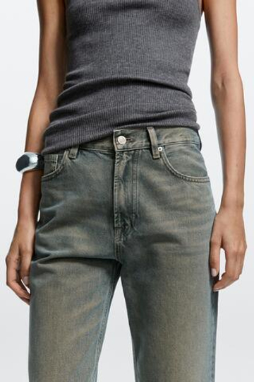 Massimo Dutti Джинсы прямого кроя с высокой талией, синий