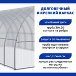 Теплица Славянка 3 х 4 м из оцинкованной трубы 30 х 20 мм в комплекте с поликарбонатом Sellex Inside, шаг дуги 67 см