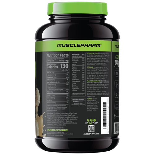 MusclePharm, Combat® Protein, протеин, ванильное мороженое, 900 г (2 фунта)