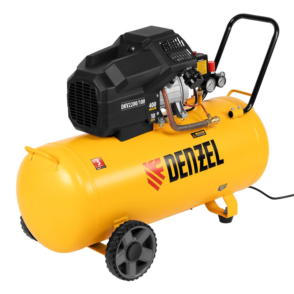 Компрессор масляный воздушный Denzel DKV2200/100, Х-PRO 2.2 кВт, 400 л/мин, 100л