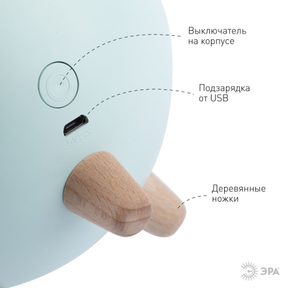 Ночник - светильник светодиодный ЭРА NLED-468-1W-GR хомяк зеленый | Ночники