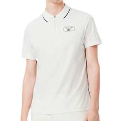 Meskie polo tenisowe Lacoste Ultra Dry Badge Accent Tennis Heritage - white/navy blue