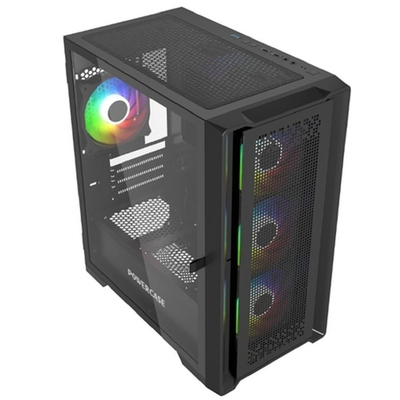 Powercase ByteFlow Micro Black, Tempered Glass, 4х 120mm ARGB fans, ARGB HUB, чёрный, mATX  (CAMBFB-A4)