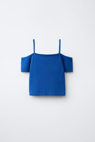 ZARA ТОП В РУБЧИК, СИНИЙ ЭЛЕКТРИК