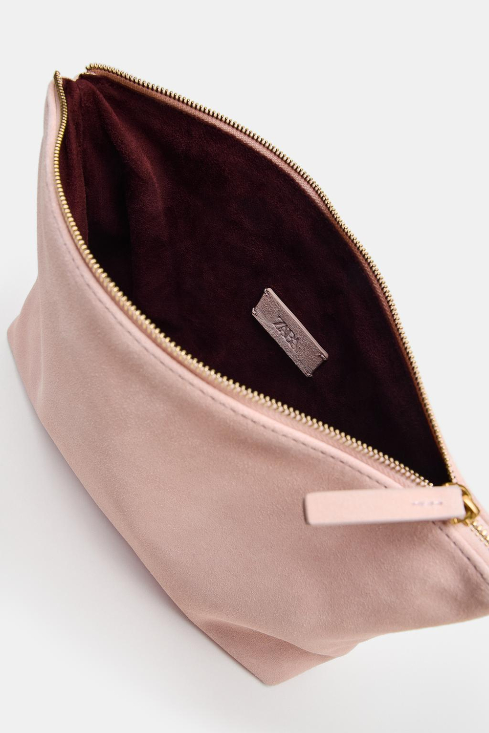 ZARA ЗАМШЕВЫЙ НЕСЕССЕР, РОЗОВЫЙ